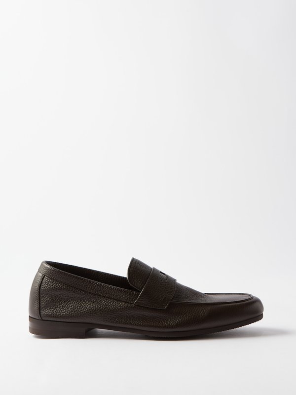 John Lobb Thorne grained-leather penny loafers