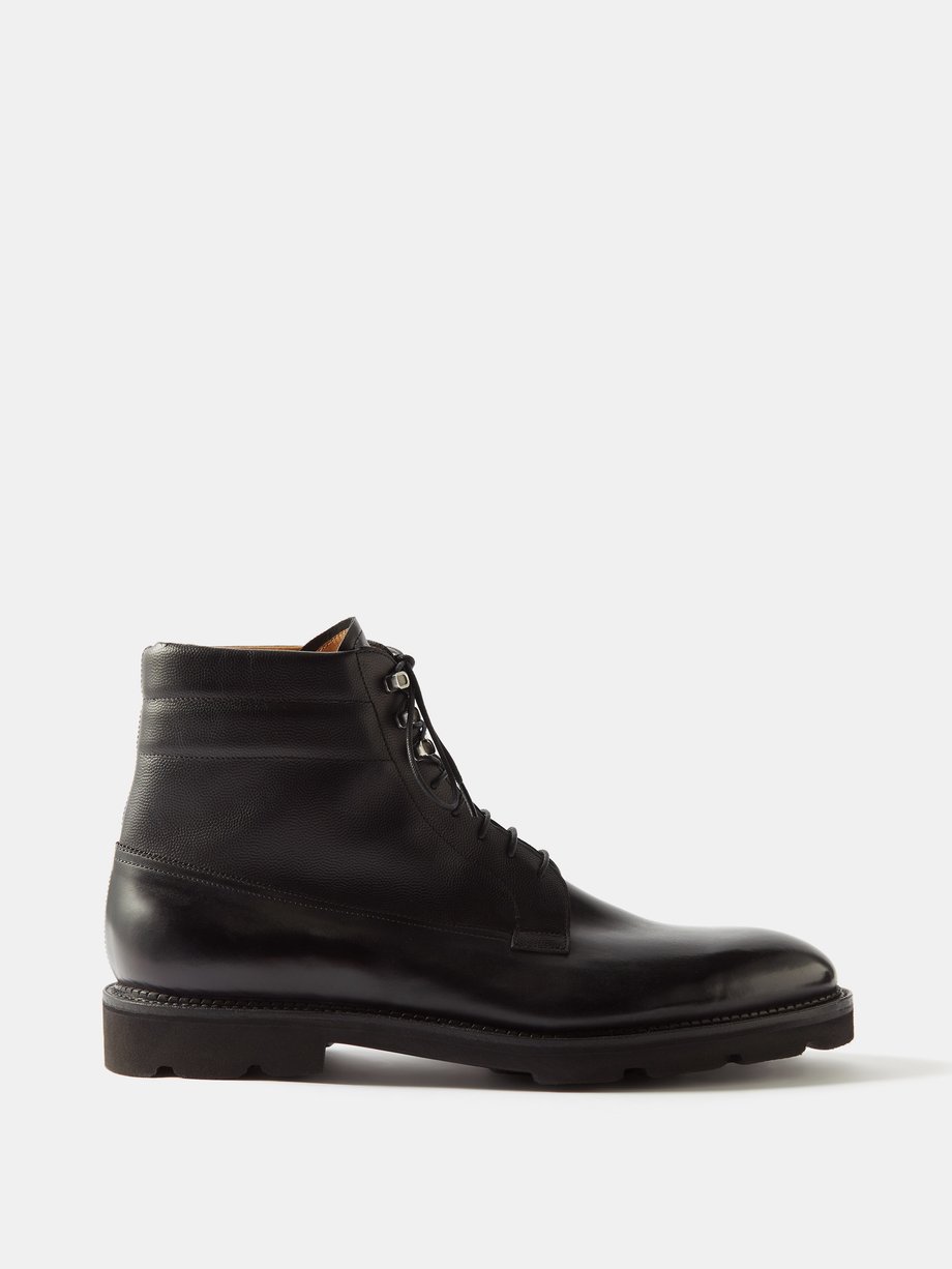 Black Alder lace-up leather boots | John Lobb | MATCHES UK