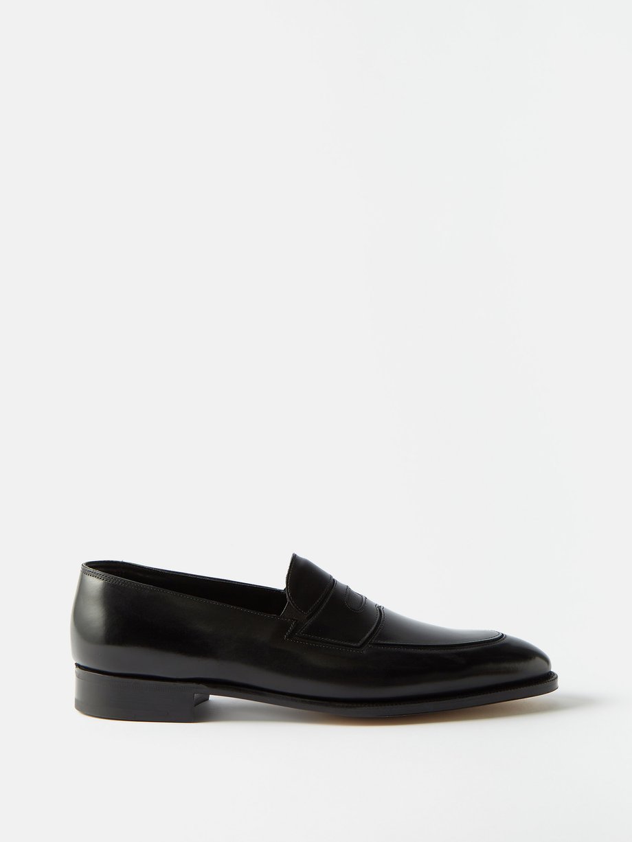Black Montgomery leather Oxford loafers | John Lobb | MATCHES UK