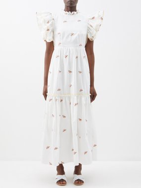 Lug Von Siga Phoebe flower-embroidered cotton maxi dress