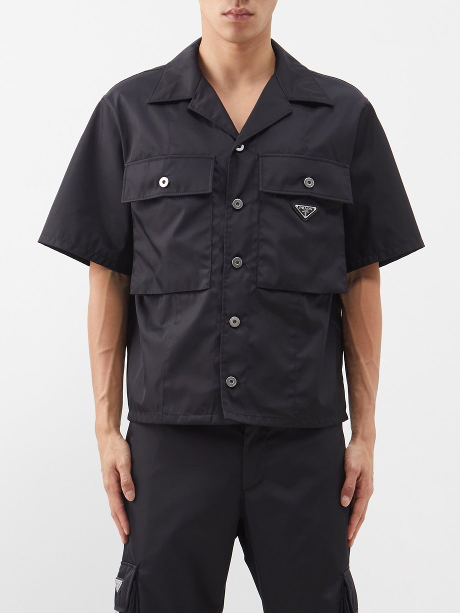 Black Triangle logo-plaque Re-Nylon short-sleeved shirt | Prada