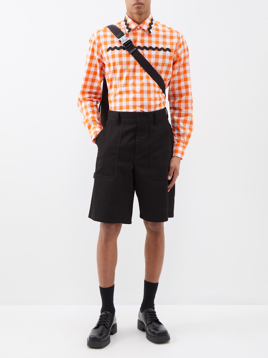 Orange Vichy gingham-check cotton shirt | Prada | MATCHES UK