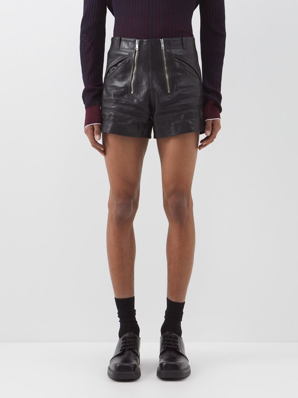 Prada Double-zip leather shorts
