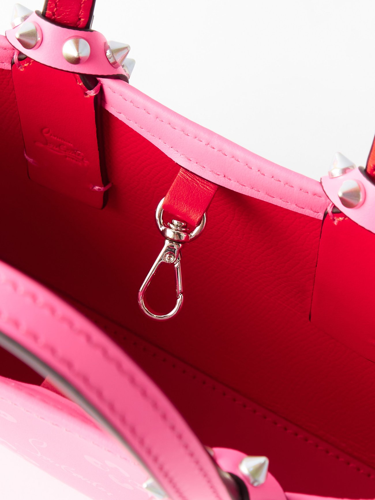 Christian Louboutin Cabata Mini Spike Colorblock Clear Tote Bag in Pink