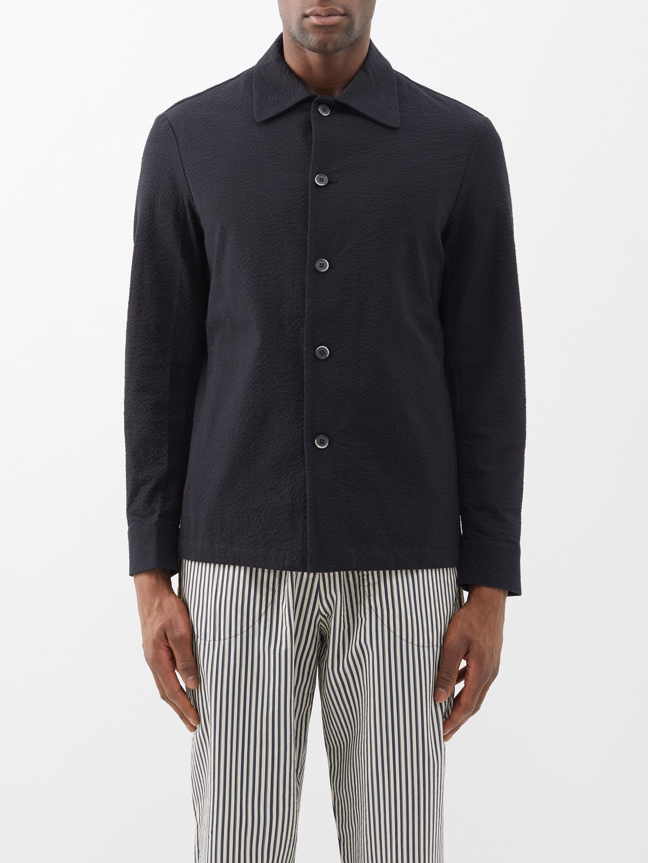 Black Rocheo Maistral textured cotton-blend overshirt | Barena Venezia ...