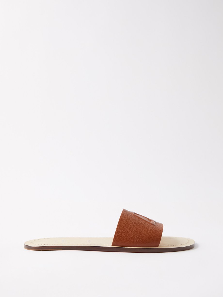 Varsicool Leather Slides in Brown - Christian Louboutin