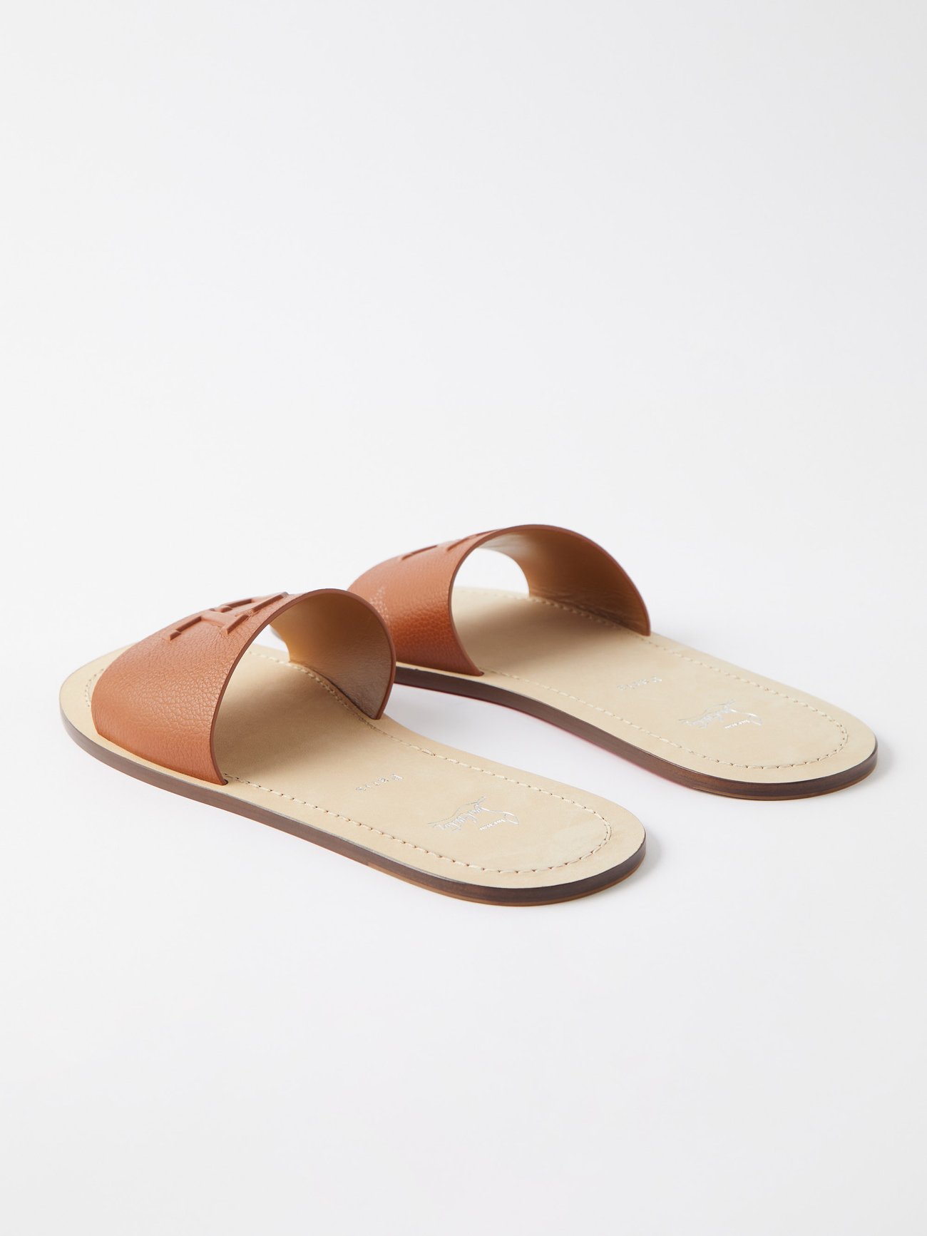 Varsicool Leather Slides in Brown - Christian Louboutin