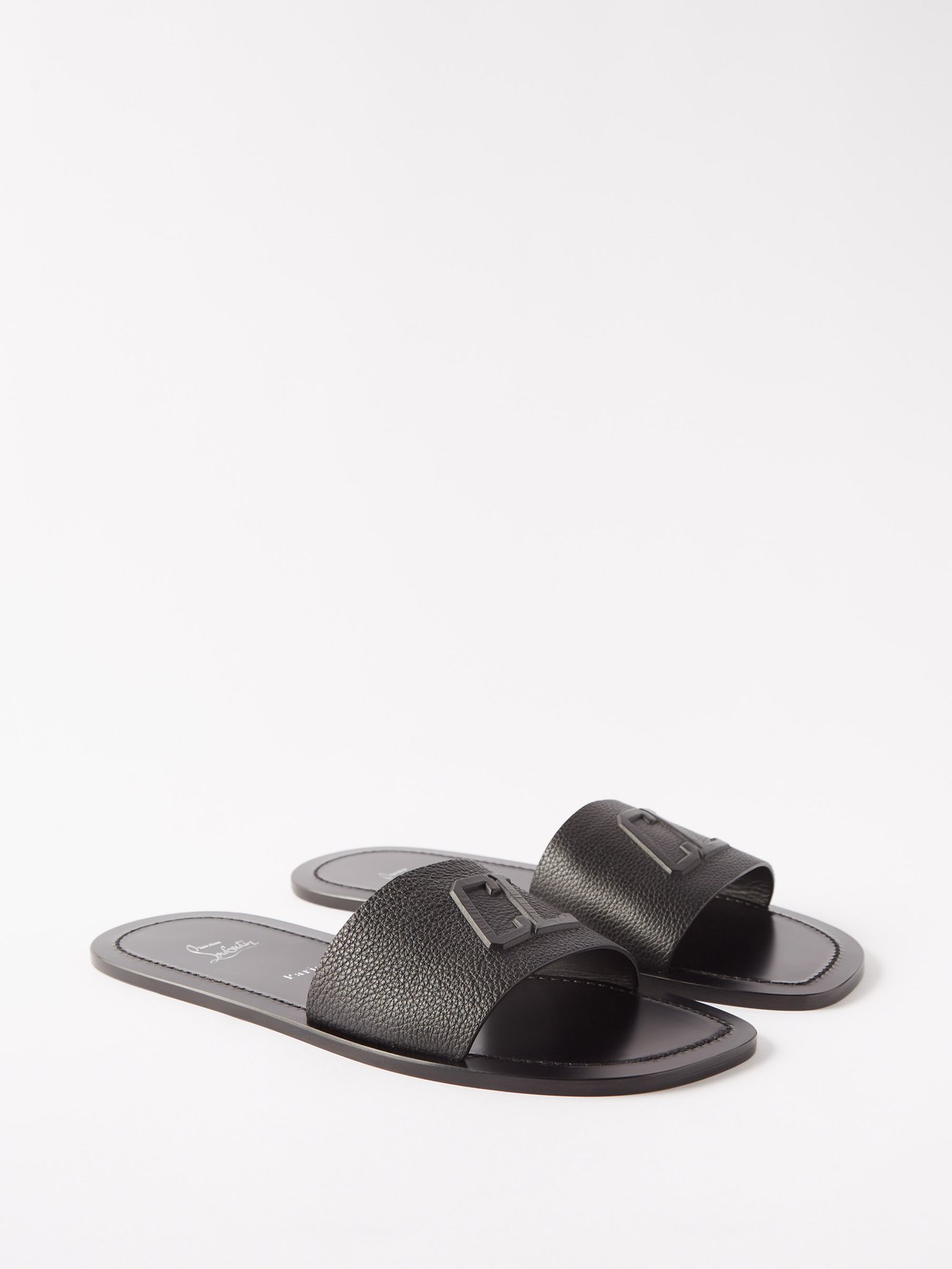 Christian Louboutin Varsicool Leather Slides Grey