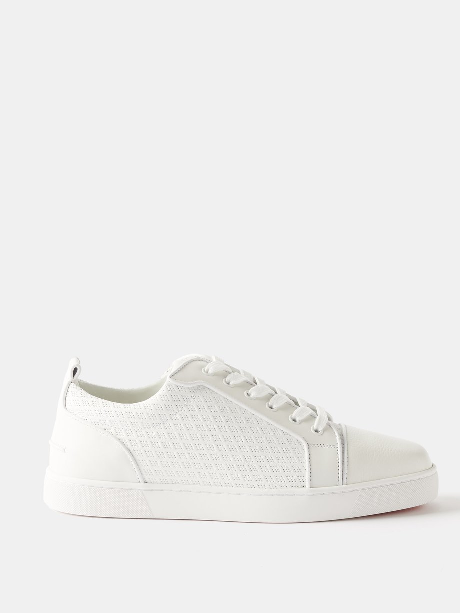 White Louis Junior perforated-leather trainers | Christian Louboutin ...