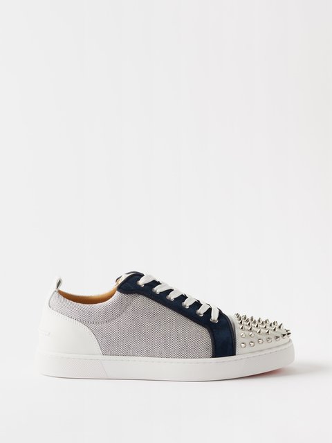 Mens white louboutin sales spiked trainers