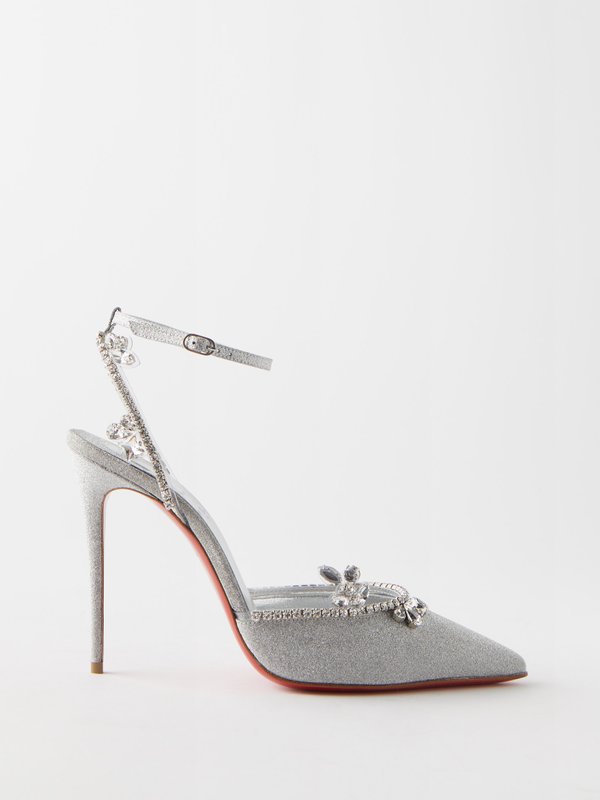 Christian Louboutin MaryKate Queen 100 glittered leather pumps