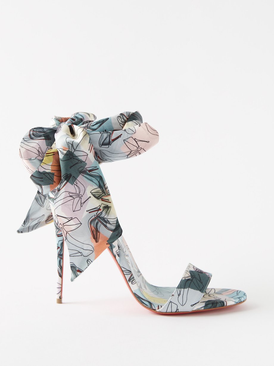 Christian Louboutin Sandale du Desert Silk Heeled Sandals 100 - Multi - 39