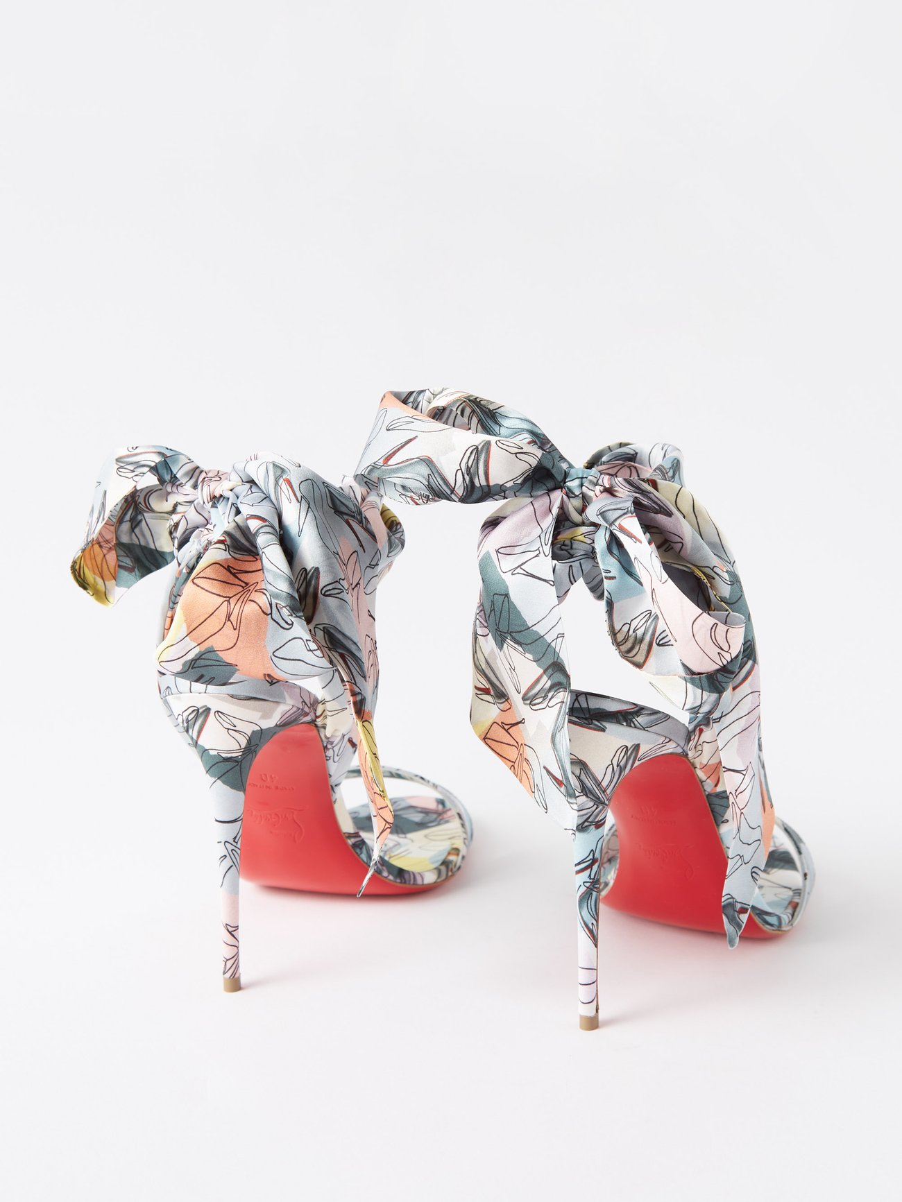 Christian Louboutin Sandale Du Desert Silk Ankle-Tie Sandals