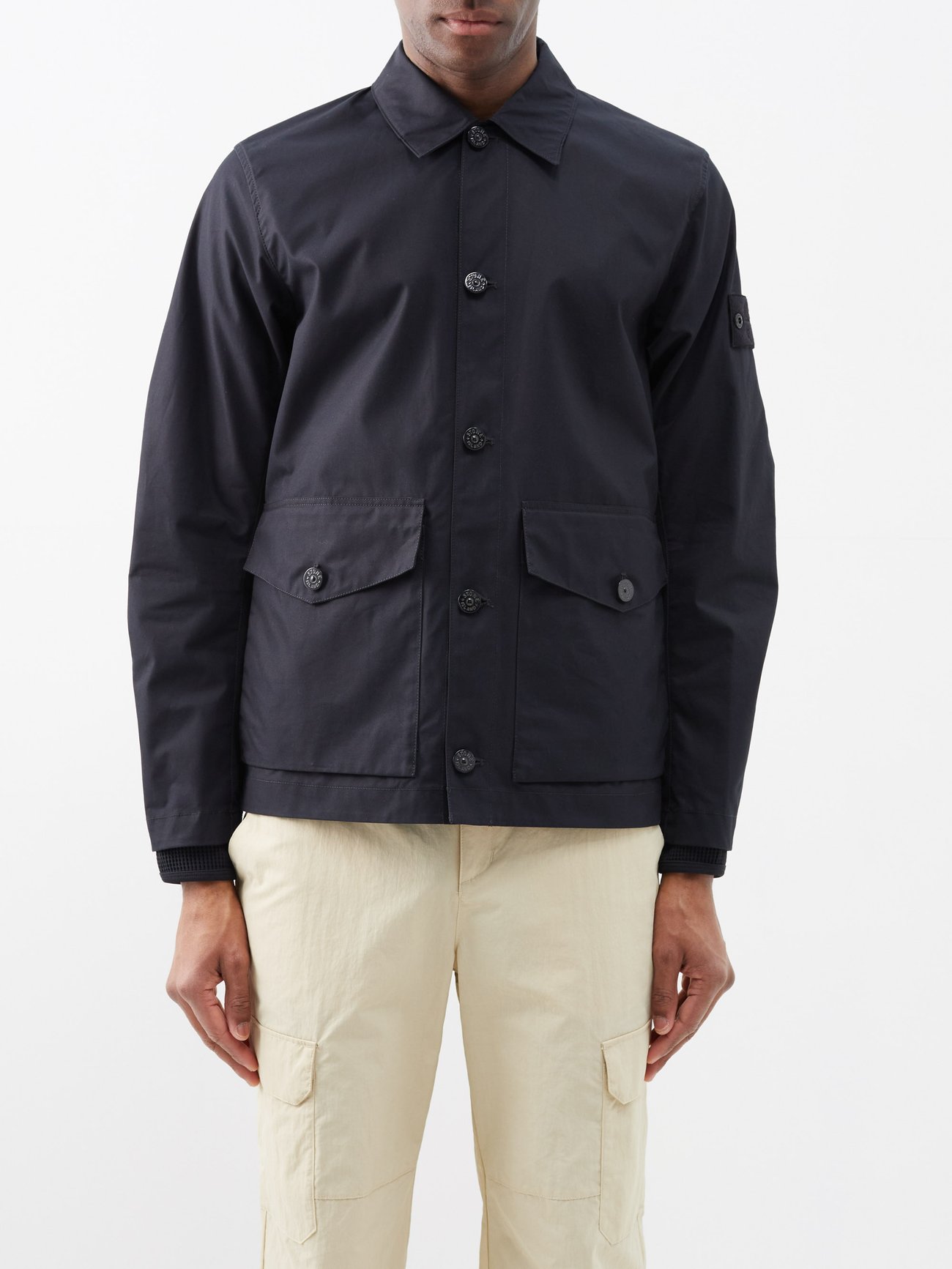 Black Ghost Piece O-Ventile canvas jacket | Stone Island ...