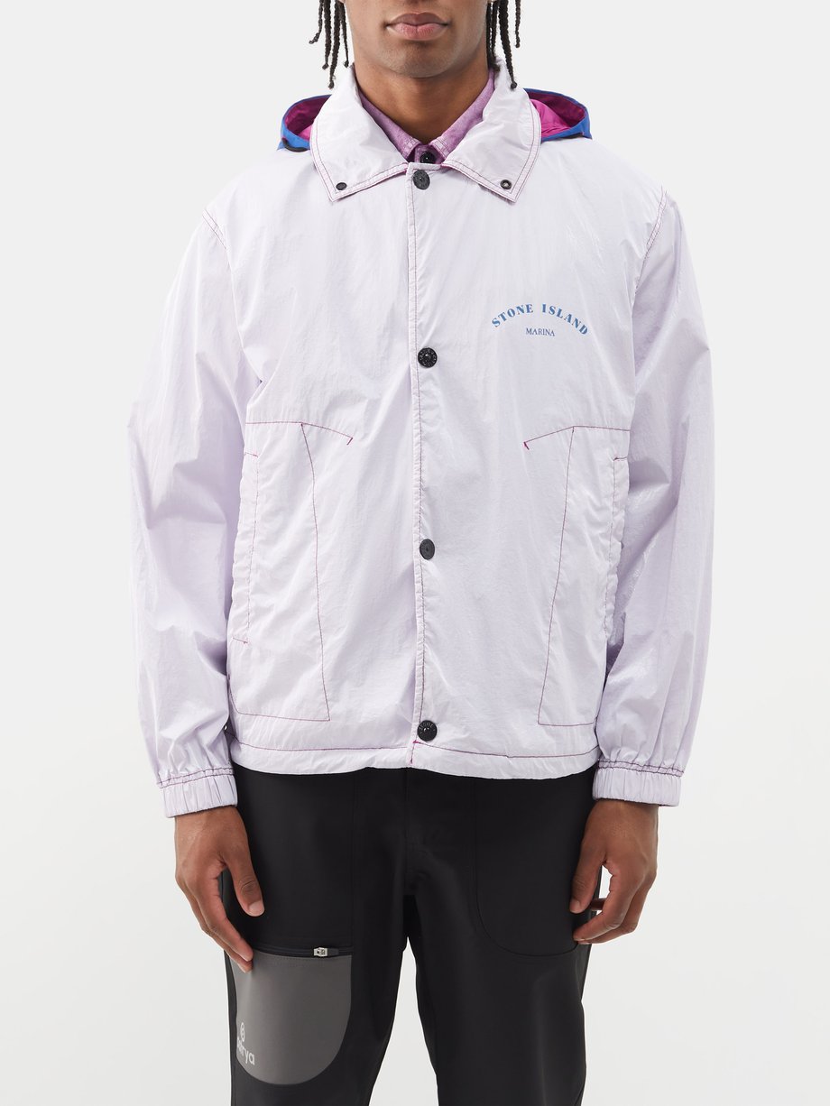 Stone Island ストーンアイランド Detachable-hood garment-dyed ripstop jacket  パープル｜MATCHESFASHION（マッチズファッション)