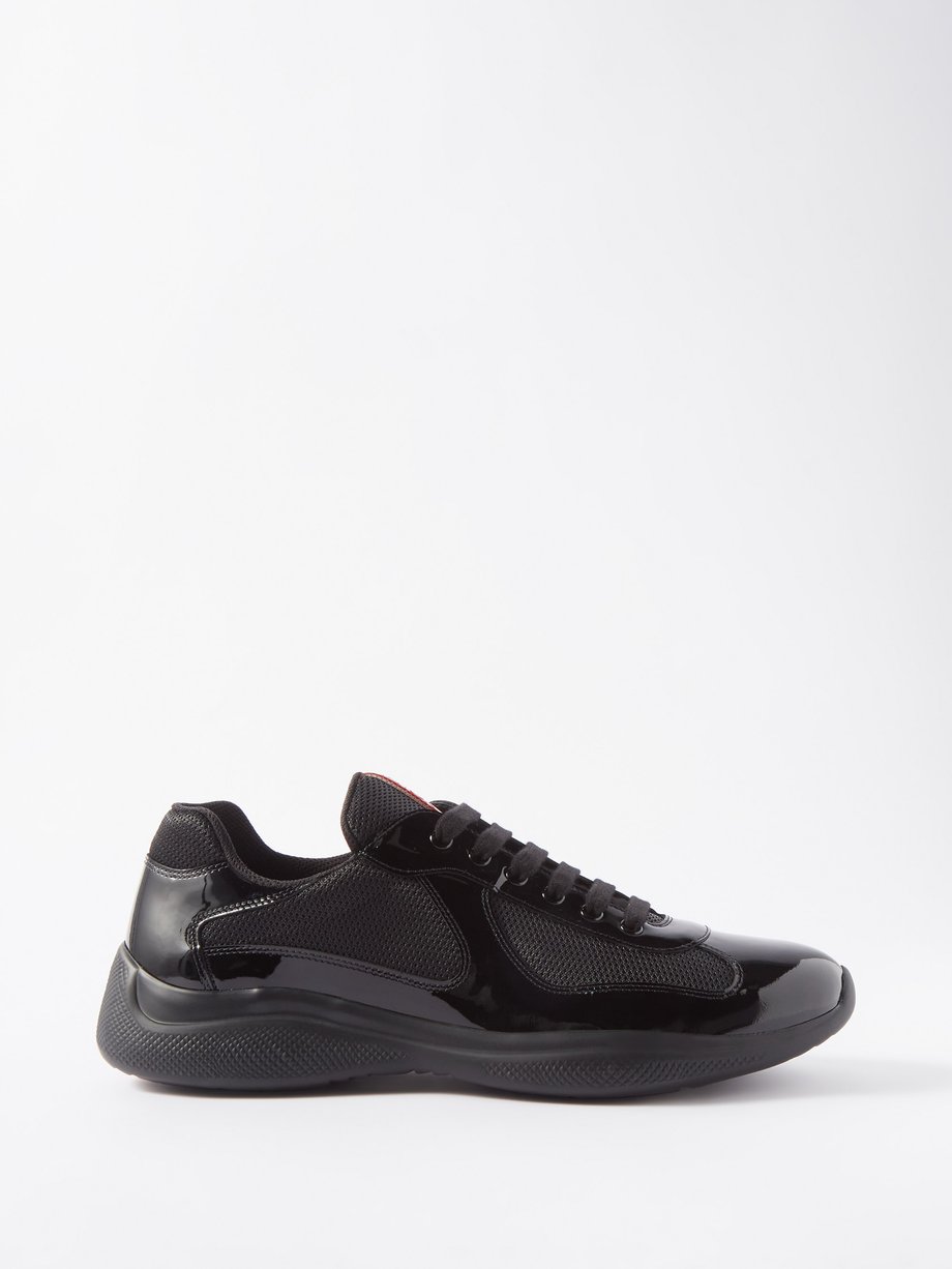Black America's Cup patent leather and mesh trainers | Prada ...