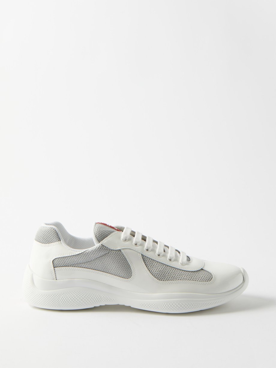 White America's Cup leather and mesh trainers | Prada | MATCHESFASHION UK