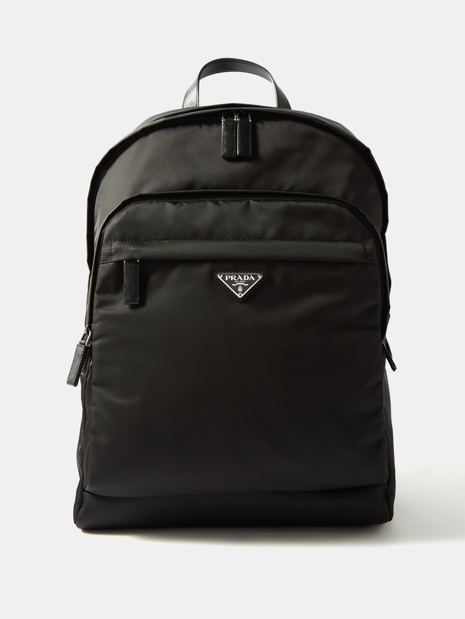 Black Re-Nylon leather-trim backpack | Prada | MATCHESFASHION UK