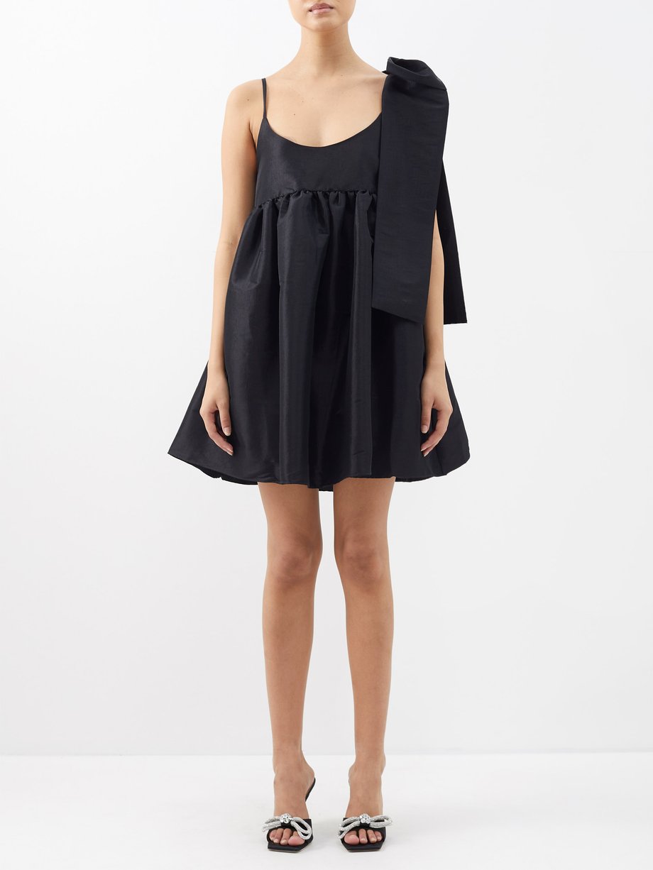 Black Mathilde bow-trim taffeta mini dress, Kika Vargas