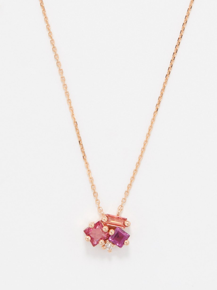 Suzanne Kalan Diamond, topaz & 14kt rose-gold necklace
