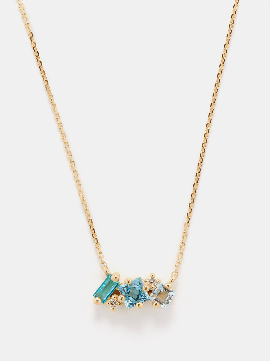 Suzanne Kalan Nadima diamond, topaz & 14k gold necklace