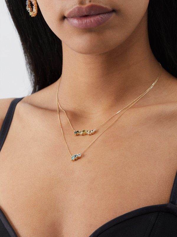 Suzanne Kalan Nadima diamond, topaz & 14k gold necklace