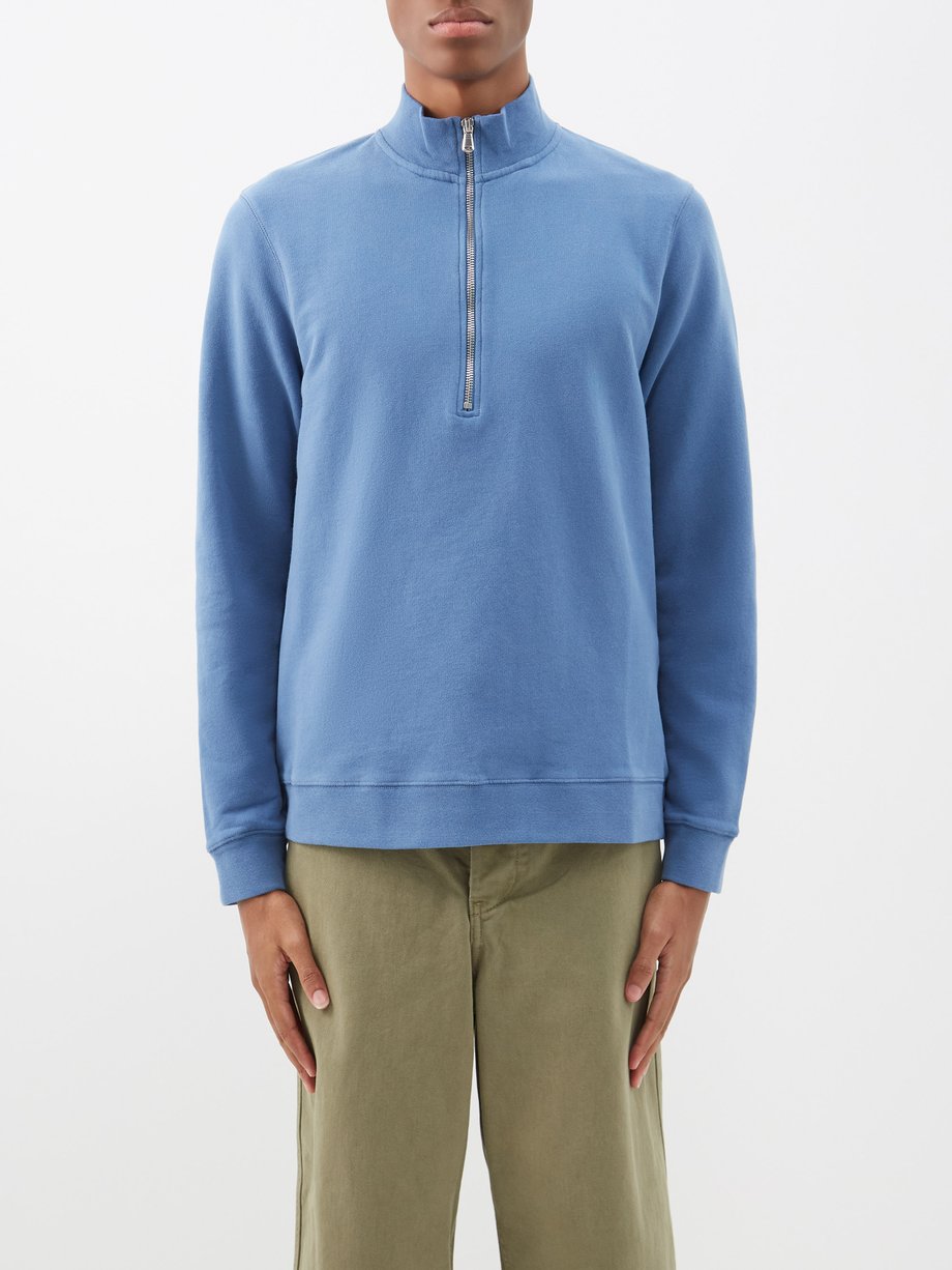 zout Gemeenten werkelijk Blue Zip-neck cotton loopback-jersey sweatshirt | Sunspel | MATCHESFASHION  US