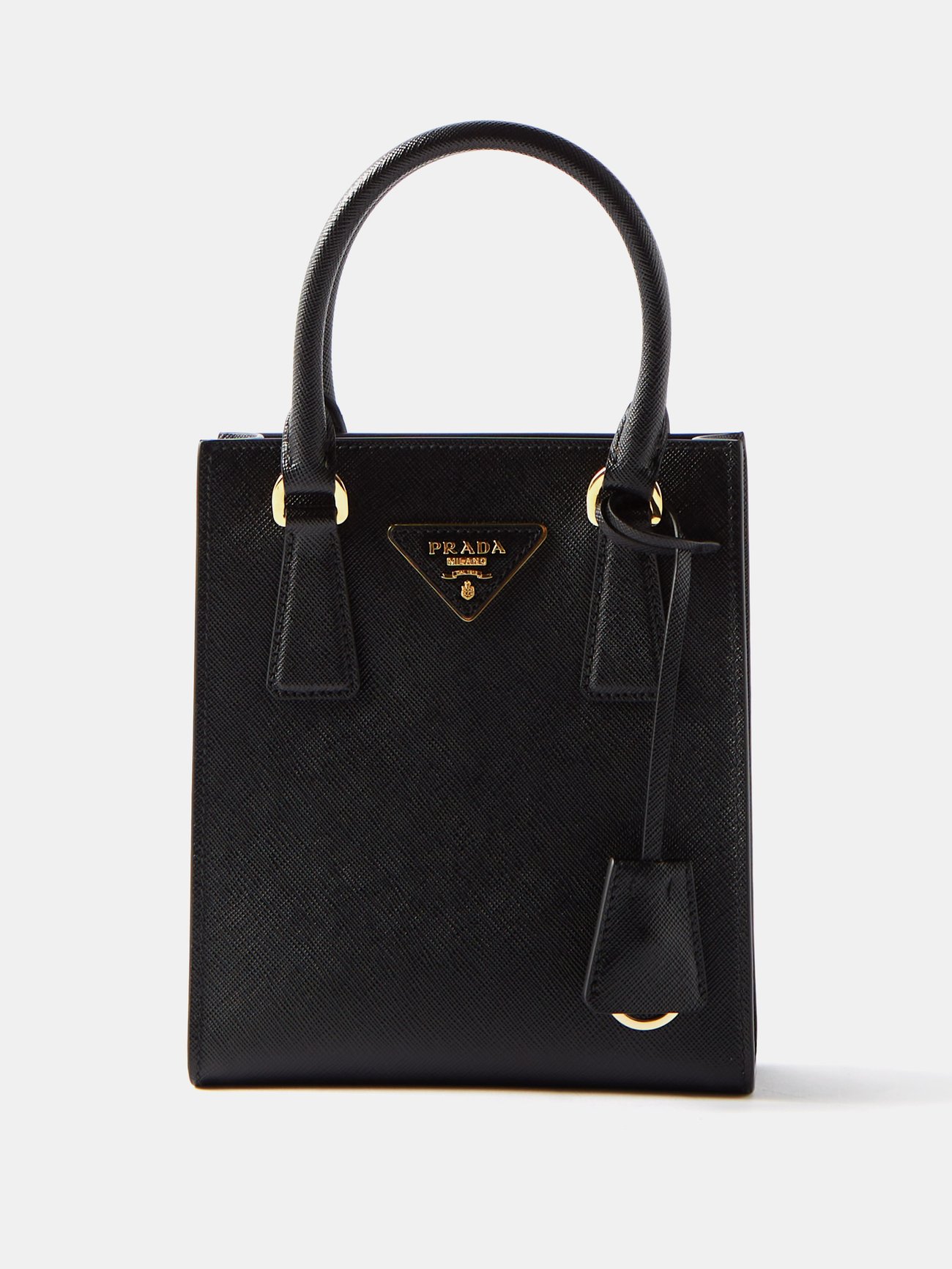 Black Logo-plaque Saffiano-leather tote bag | Prada | MATCHESFASHION AU