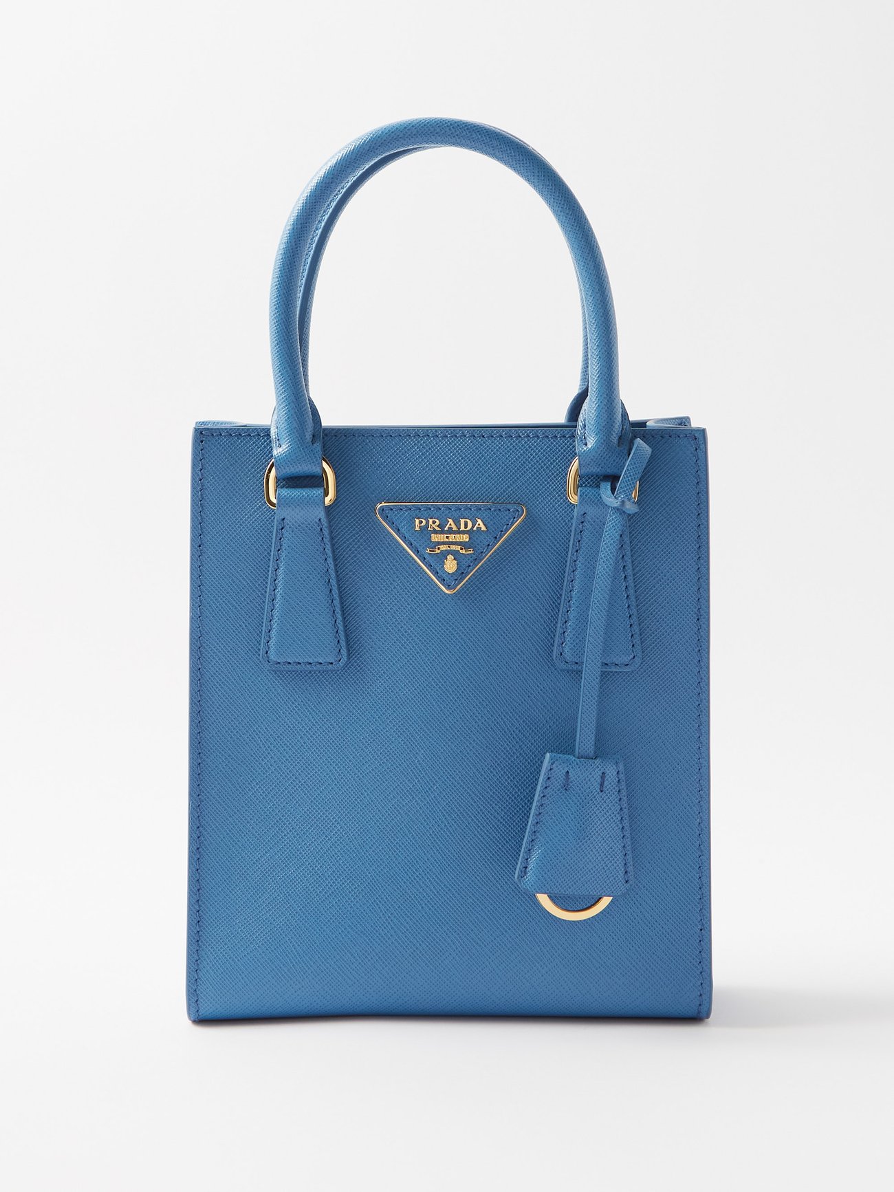 Blue Logo-plaque saffiano-leather tote bag | Prada | MATCHESFASHION UK