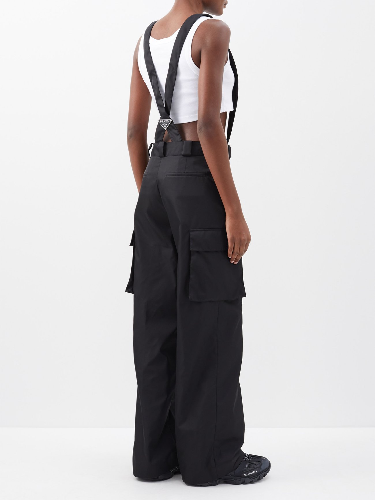 Black Triangle-logo Re-Nylon cargo trousers | Prada