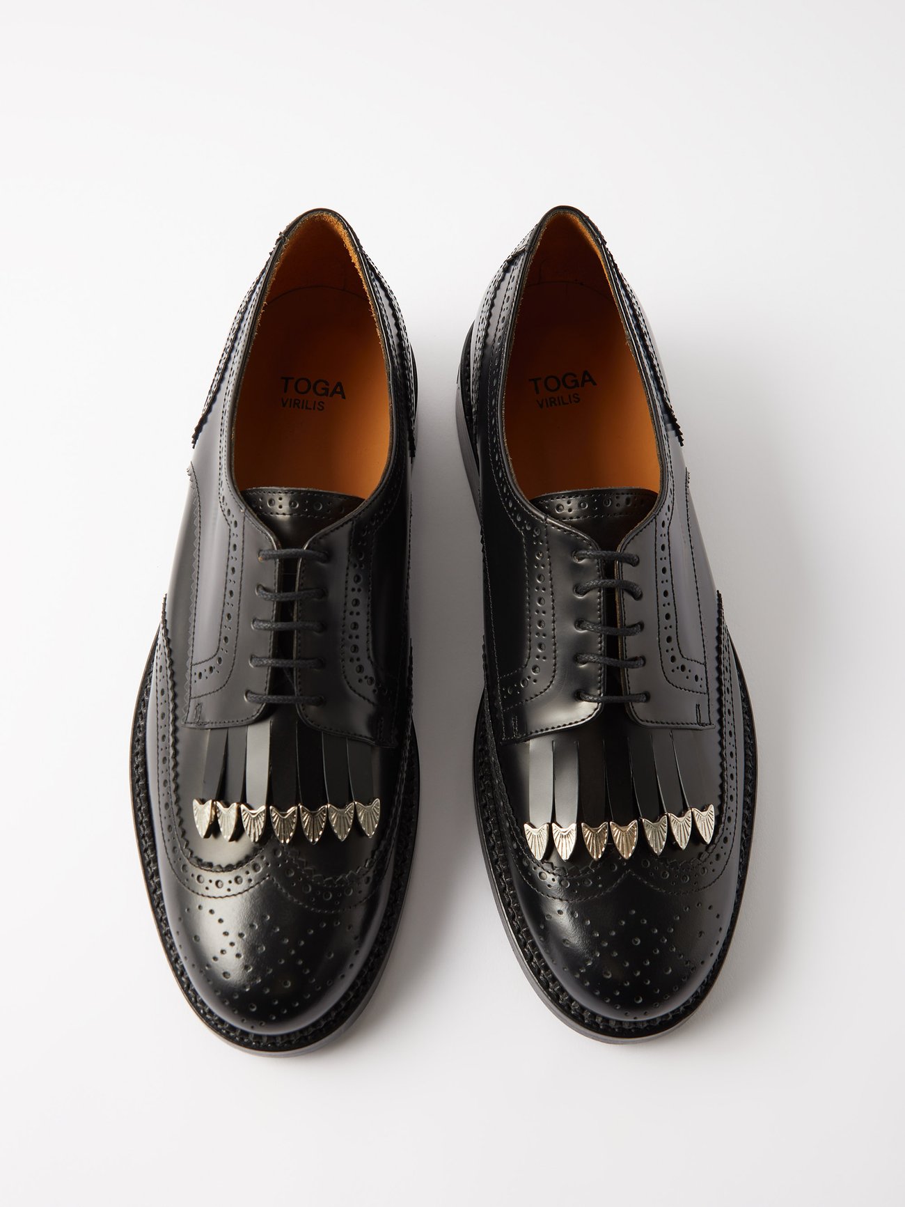 Blue Polida fringed leather brogues | Toga Virilis | MATCHESFASHION US