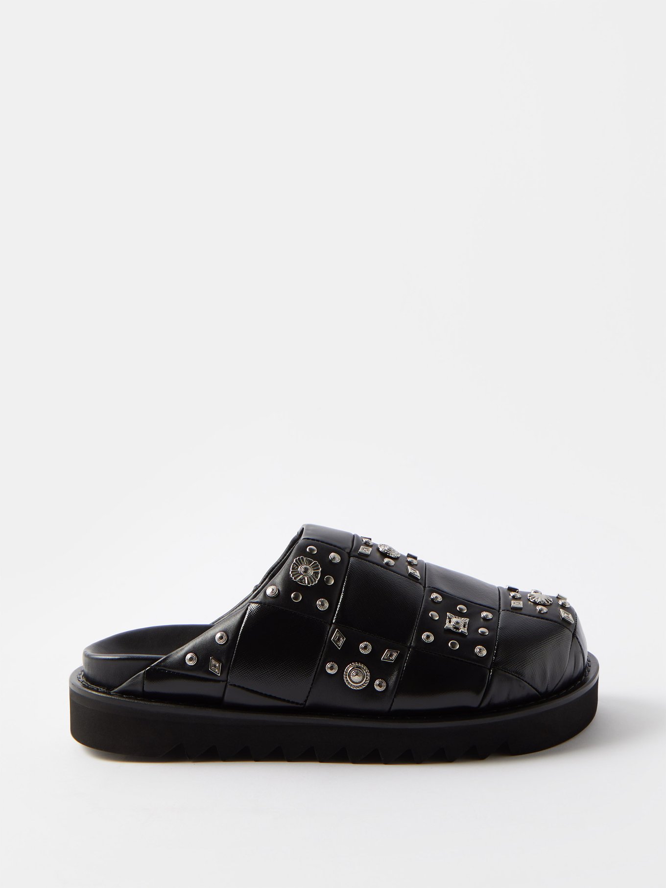 Black Concho-embellished leather mules | Toga Virilis