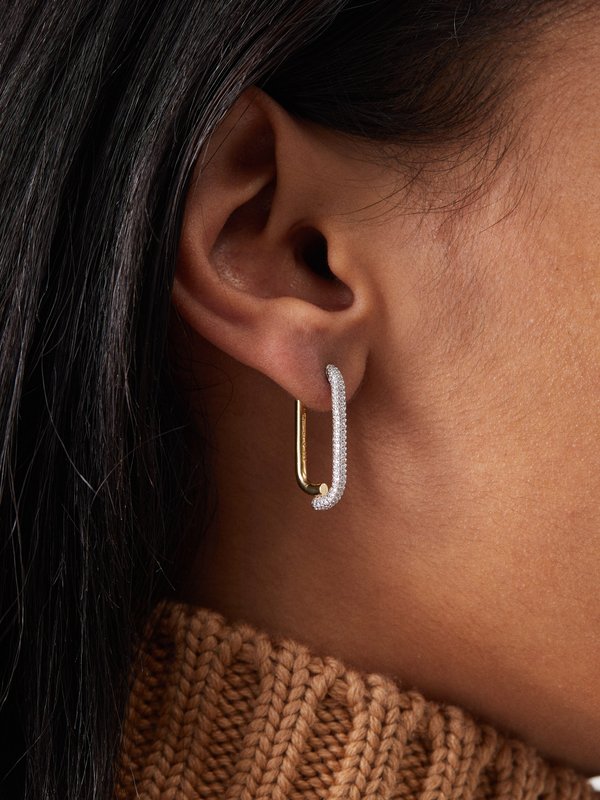 Otiumberg Crystal-pavé 14kt gold-vermeil hoop earrings