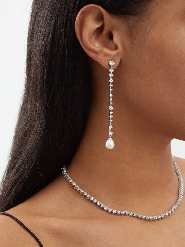 FALLON Shell pearl drop crystal earrings