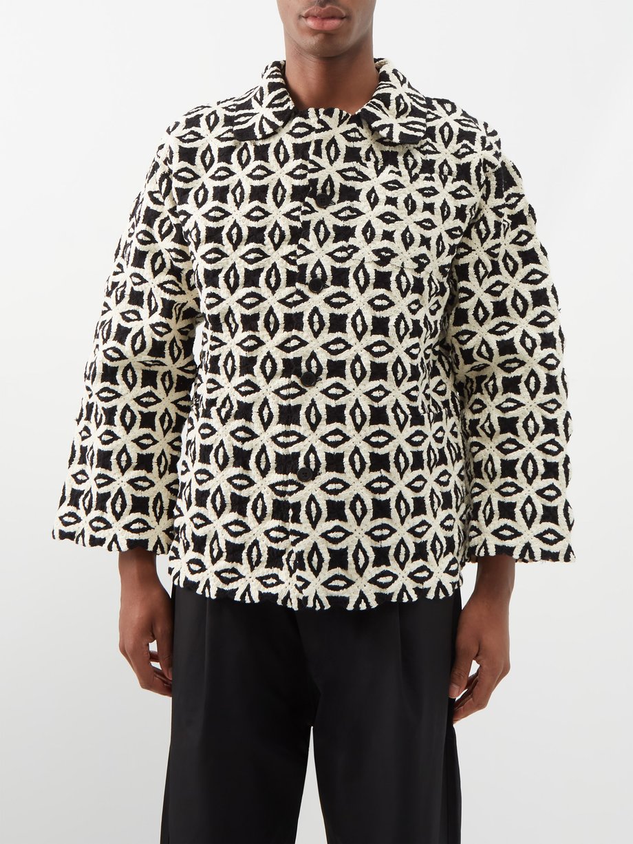 Meta Campania Collective Bill geometric-intarsia organic-cotton jacket