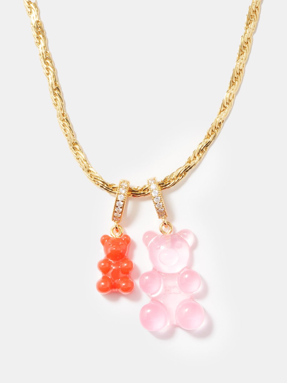 Gold Nostalgia Bear crystal & 18kt gold-plated necklace | Crystal Haze ...