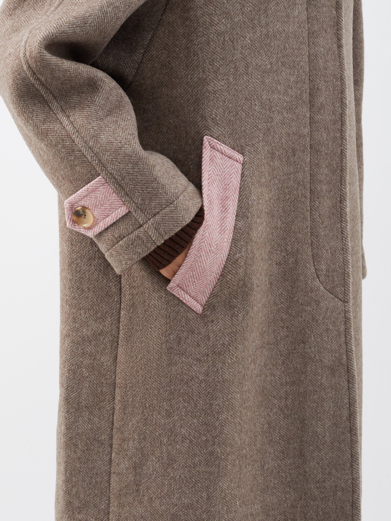 Brown Maggie wool-herringbone coat | Caro Editions | MATCHESFASHION US