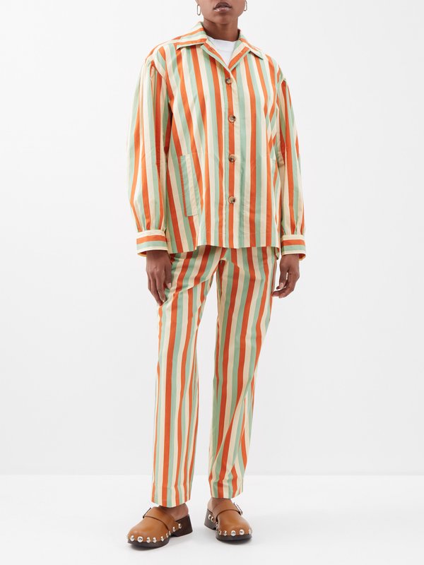 Caro Editions Fleur striped cotton-twill shirt