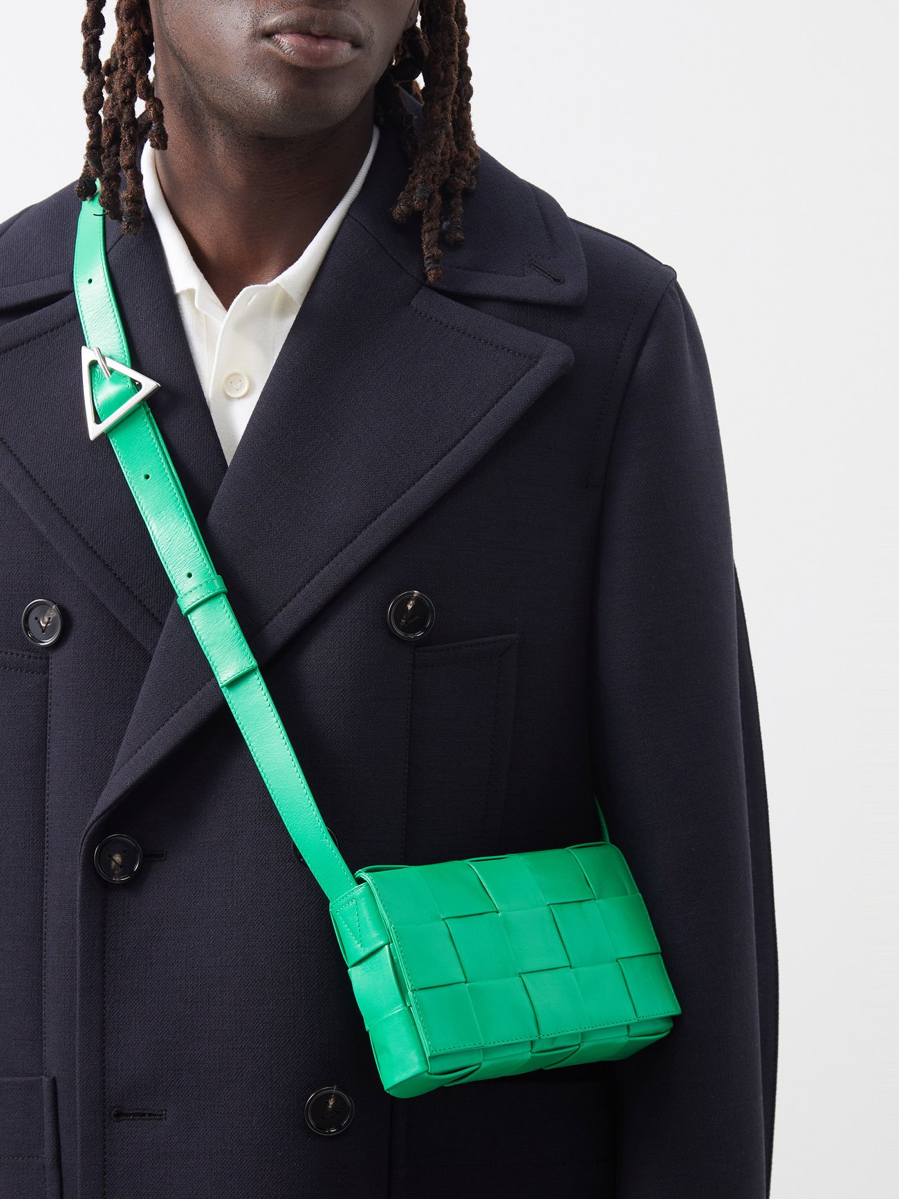 Bottega Veneta - Cassette Intrecciato Leather Shoulder Bag Green - Onesize