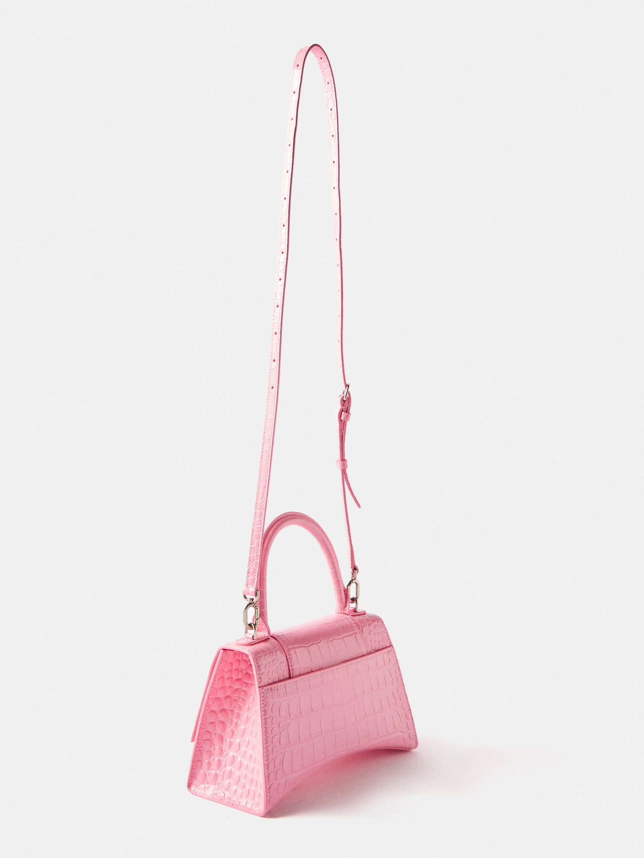 Balenciaga - Hourglass S crocodile-effect Leather Bag - Womens - Pink