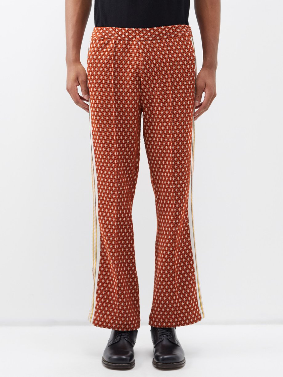 Orange Geometric-jacquard bootcut track pants | Sasquatchfabrix ...