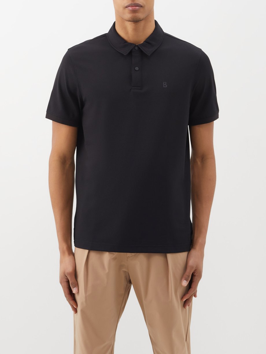 Black Timo cotton-blend jersey polo shirt | Bogner | MATCHES UK
