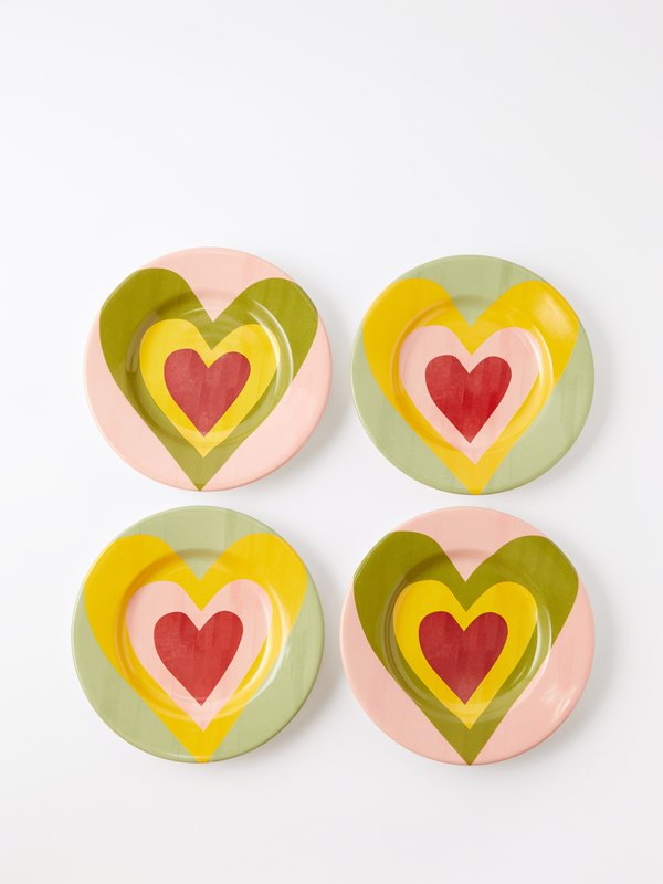 Summerill & Bishop Set of four Heart porcelain side plates