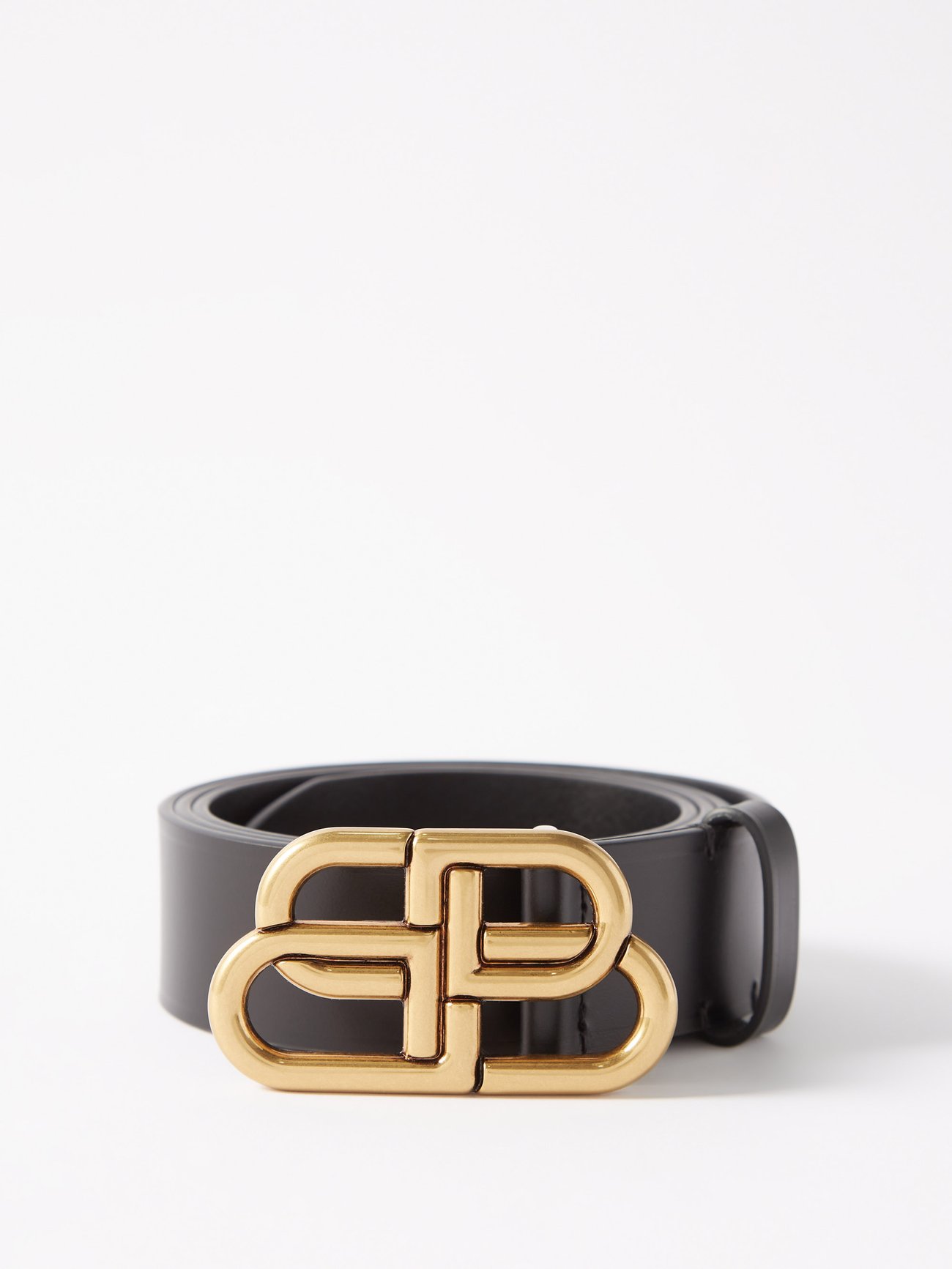 Balenciaga Leather BB Logo Thin Belt  Harrods AL