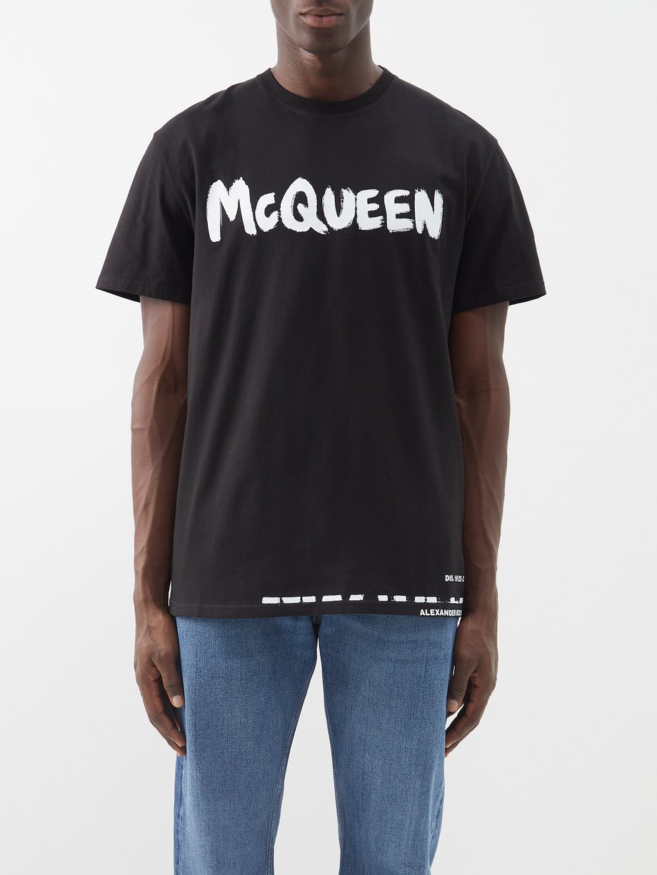 Black Graffiti-logo cotton-jersey T-shirt | Alexander McQueen ...