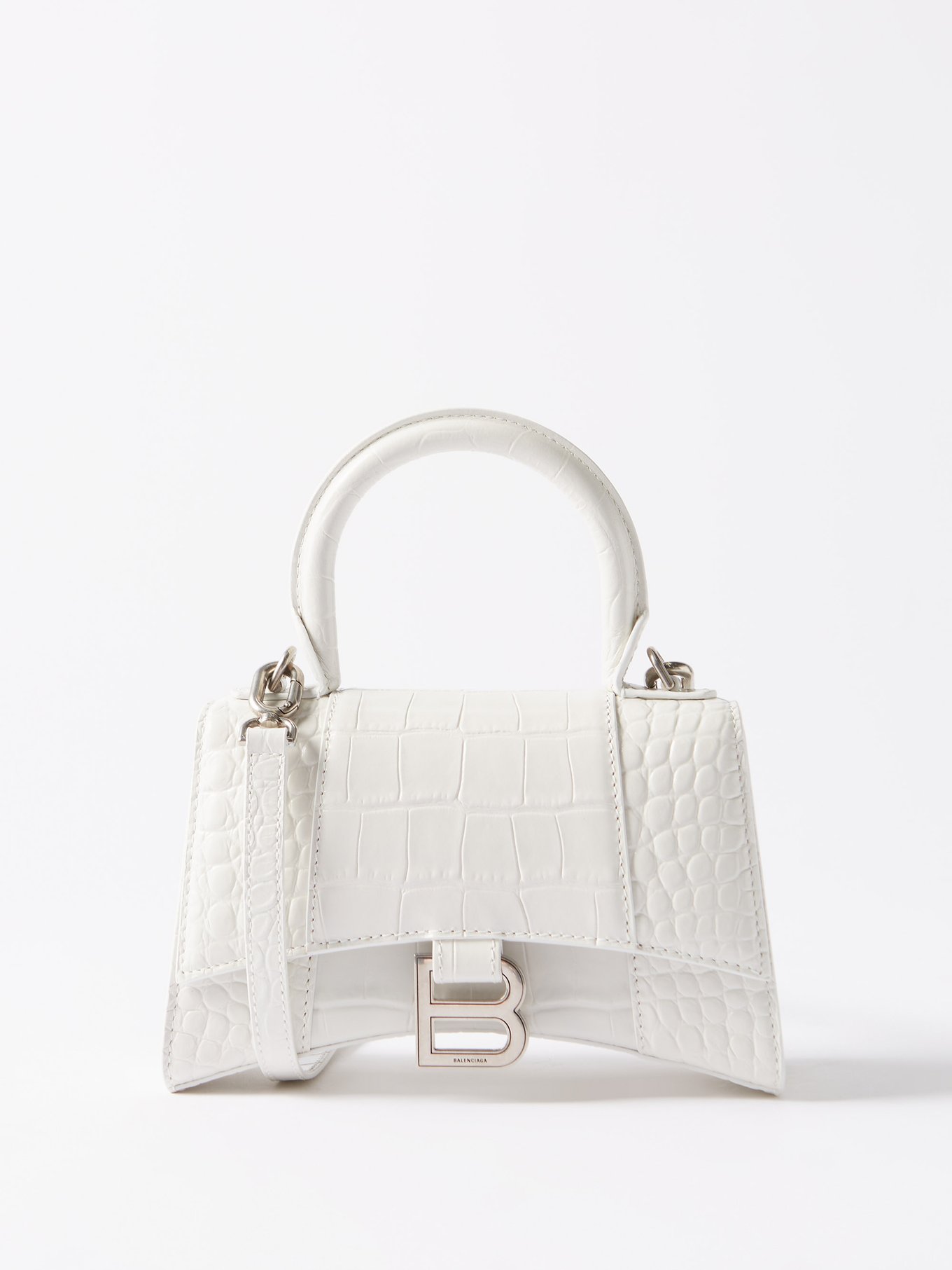 Balenciaga white XS Hourglass TopHandle Bag  Harrods UK