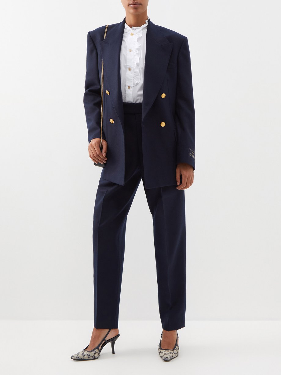 Navy Pleated cashmere-twill trousers | Gucci | MATCHESFASHION UK