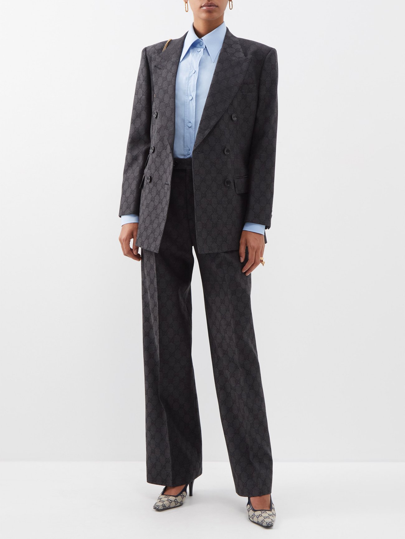 GG Virgin Wool Pants in Grey - Gucci