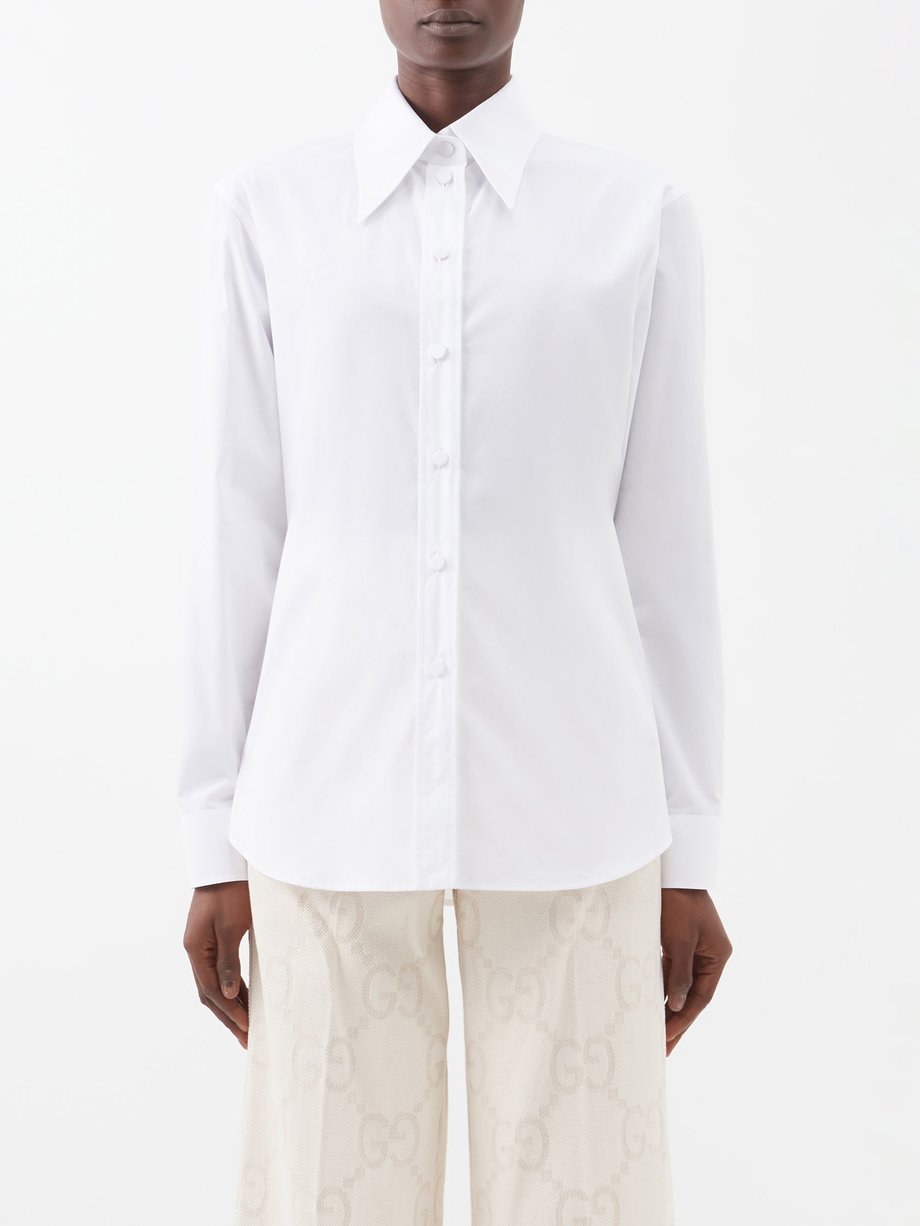Gucci Appliquéd Cotton-poplin Shirt - White - IT36