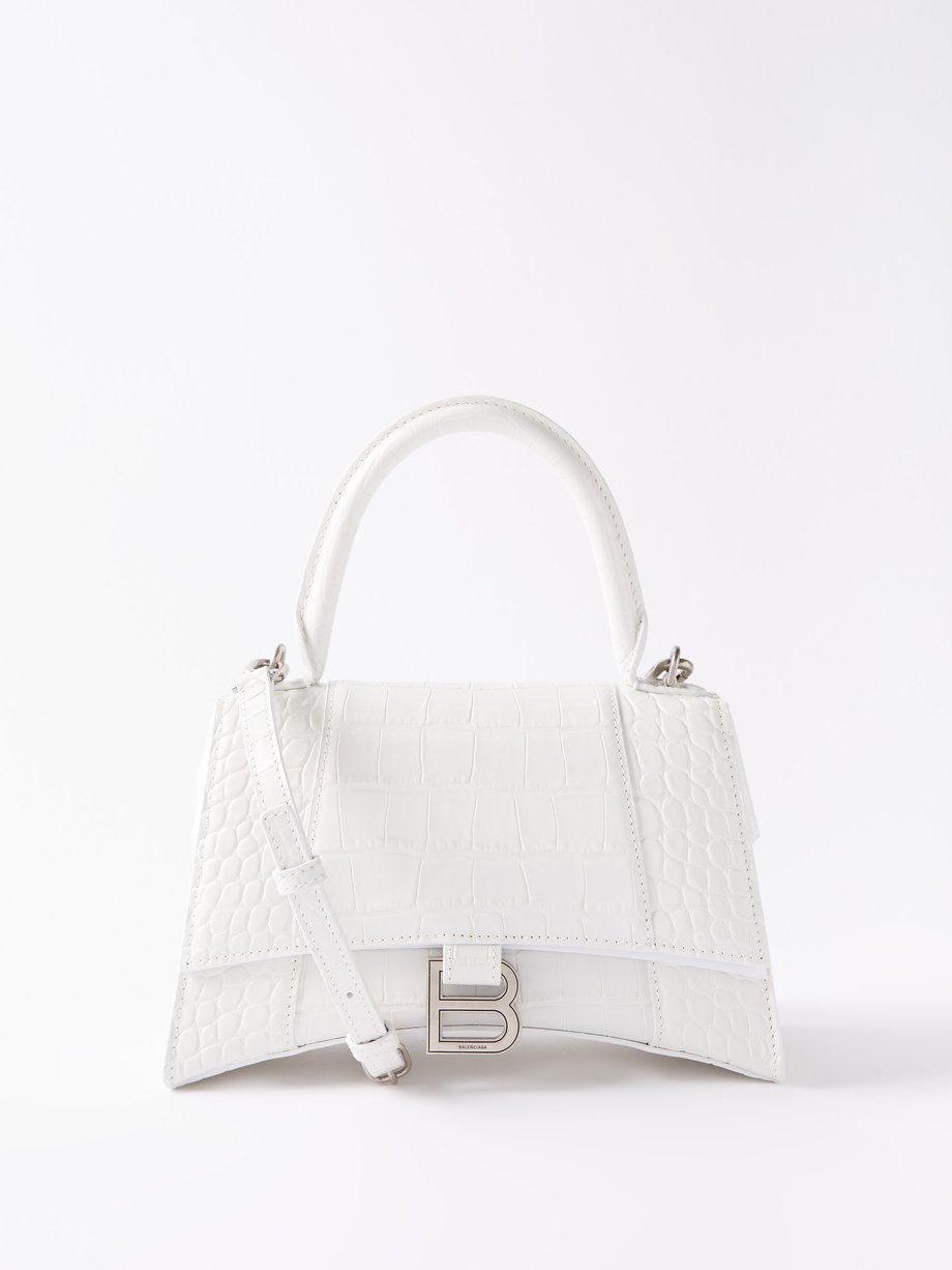 White Hourglass S crocodile-effect leather bag | Balenciaga | MATCHES UK